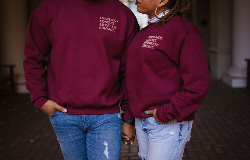Maroon and Pink Kick Contact Crewneck